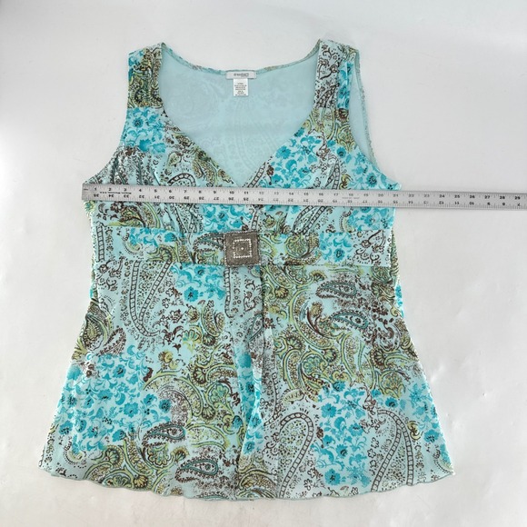 Dressbarn Woman Turquoise Paisley Print Sleeveless V Neck Tunic Top Plus Size 2X - Picture 8 of 9